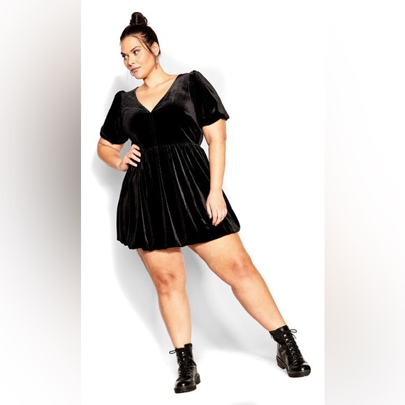 City Chic Dresses & Skirts - CITY CHIC Ada Black Velvet Mini Dress